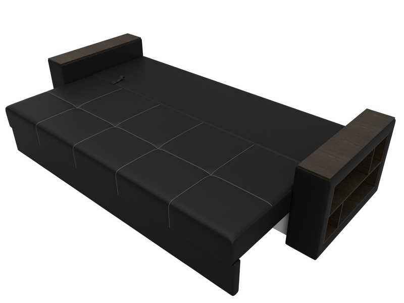 Диван прямой Дубай Лайт, Экокожа, Черный