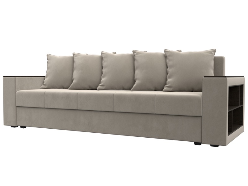 Диван прямой Дубай Лайт, Микровельвет, Бежевый