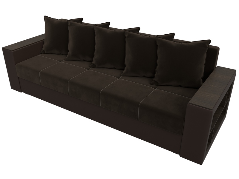 Диван прямой Дубай Лайт, Микровельвет, Коричневый