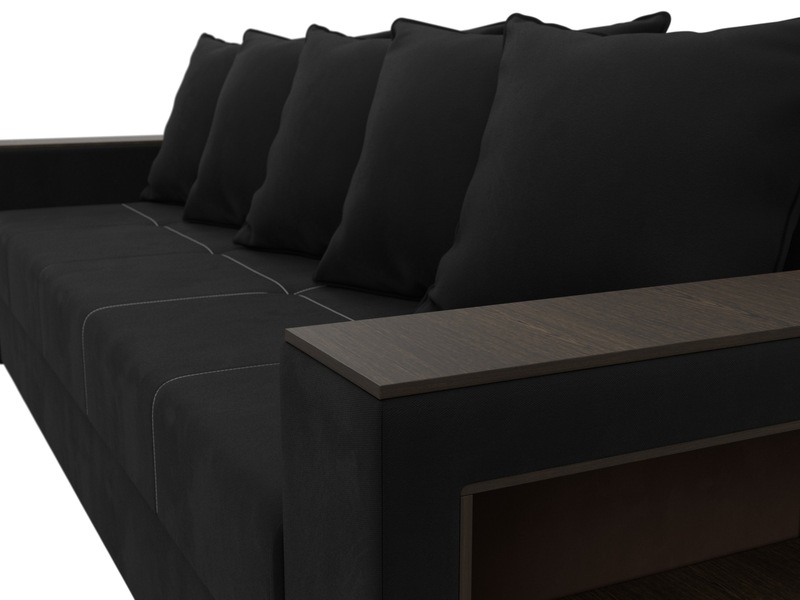 Диван прямой Дубай Лайт, Микровельвет, Черный