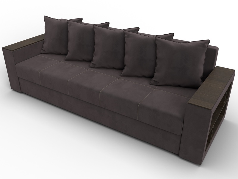 Диван прямой Дубай Лайт, Велюр, SEVEN 727 коричневый