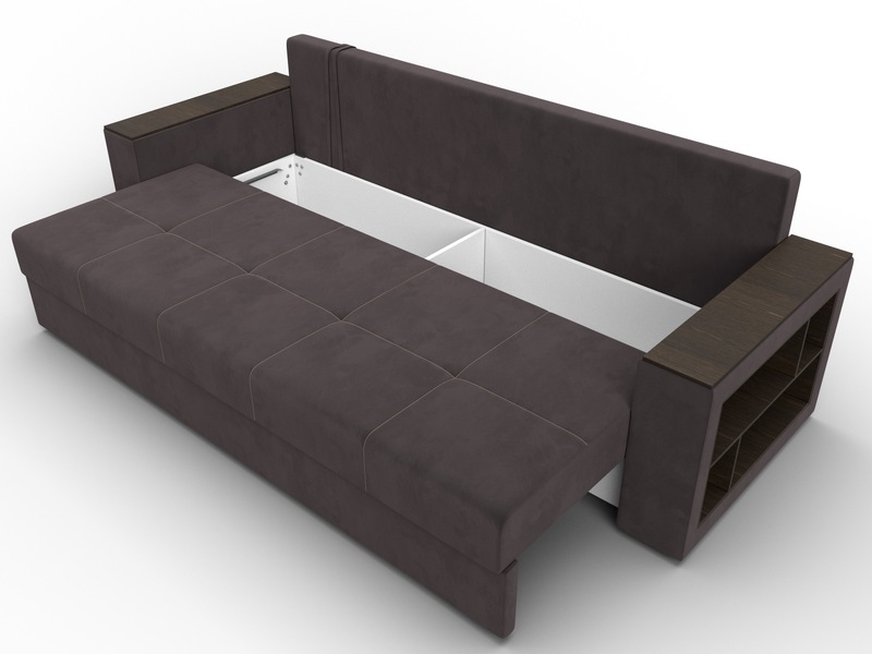 Диван прямой Дубай Лайт, Велюр, SEVEN 727 коричневый