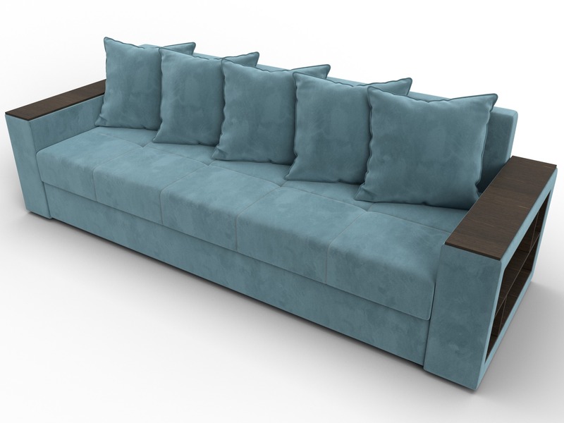 Диван прямой Дубай Лайт, Велюр, SEVEN 113 бирюзовый