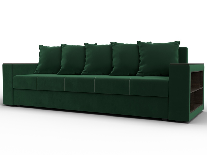 Диван прямой Дубай Лайт, Велюр, SEVEN 626 зеленый
