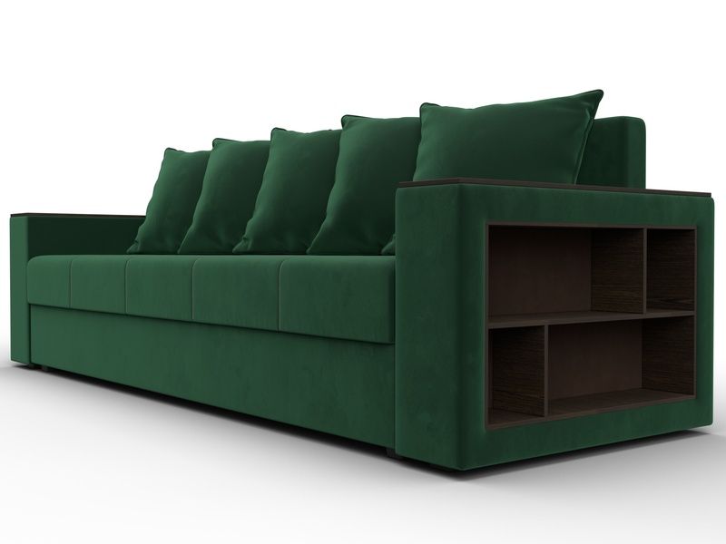 Диван прямой Дубай Лайт, Велюр, SEVEN 626 зеленый