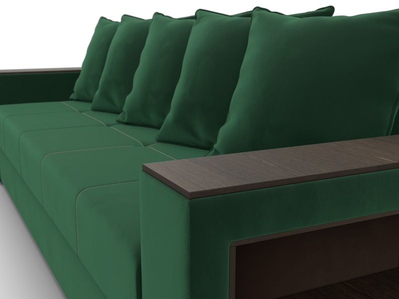 Диван прямой Дубай Лайт, Велюр, SEVEN 626 зеленый