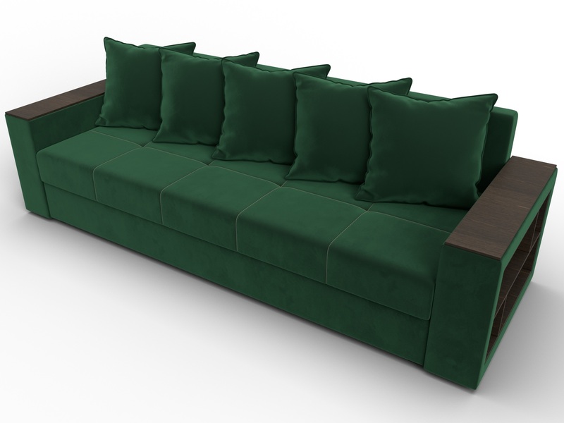 Диван прямой Дубай Лайт, Велюр, SEVEN 626 зеленый
