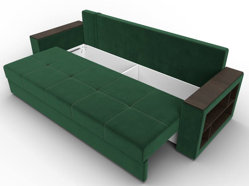 Диван прямой Дубай Лайт, Велюр, SEVEN 626 зеленый