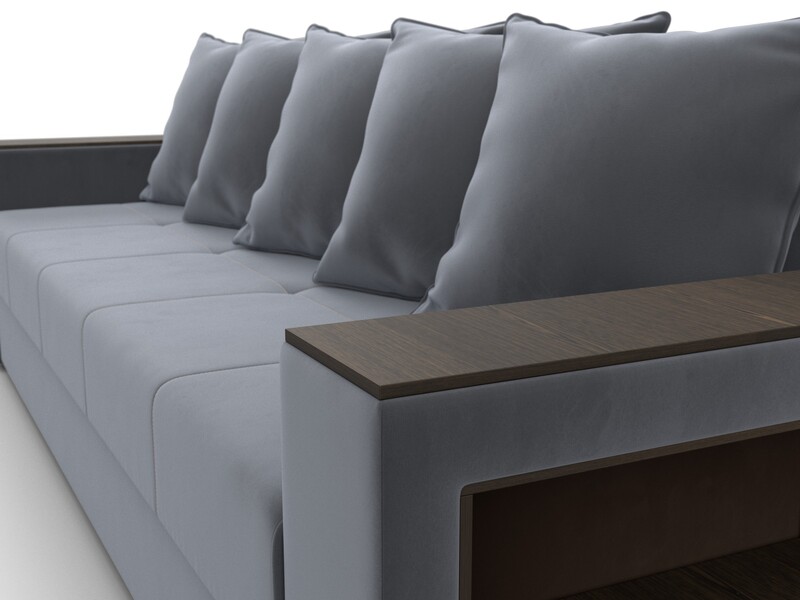 Диван прямой Дубай Лайт, Велюр, SEVEN 17 серый