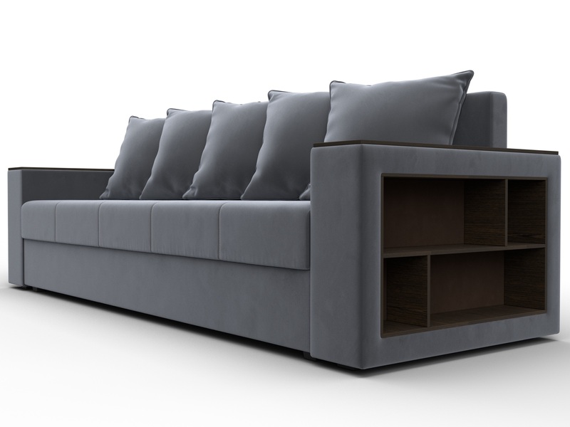 Диван прямой Дубай Лайт, Велюр, SEVEN 17 серый