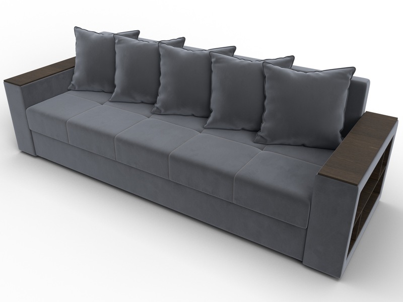 Диван прямой Дубай Лайт, Велюр, SEVEN 17 серый