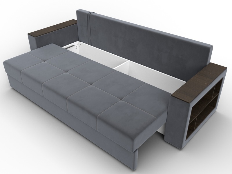 Диван прямой Дубай Лайт, Велюр, SEVEN 17 серый