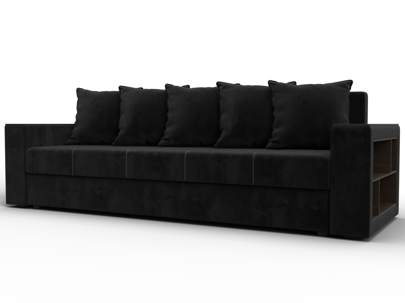 Диван прямой Дубай Лайт, Велюр, SEVEN 35 черный