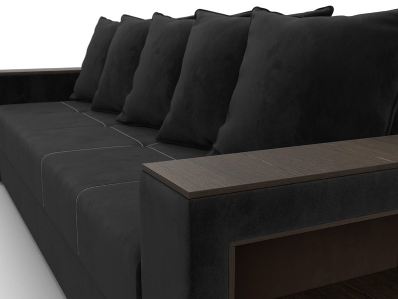 Диван прямой Дубай Лайт, Велюр, SEVEN 35 черный