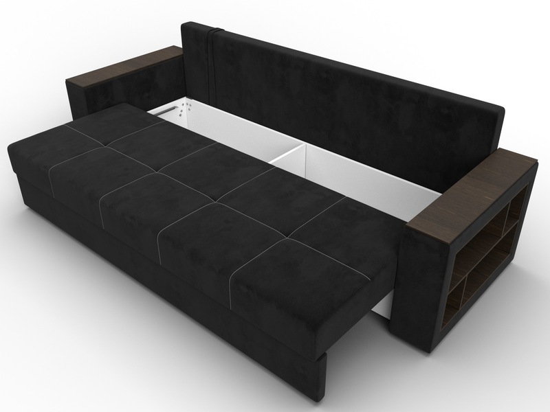 Диван прямой Дубай Лайт, Велюр, SEVEN 35 черный