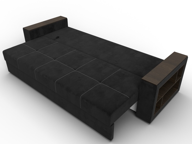 Диван прямой Дубай Лайт, Велюр, SEVEN 35 черный