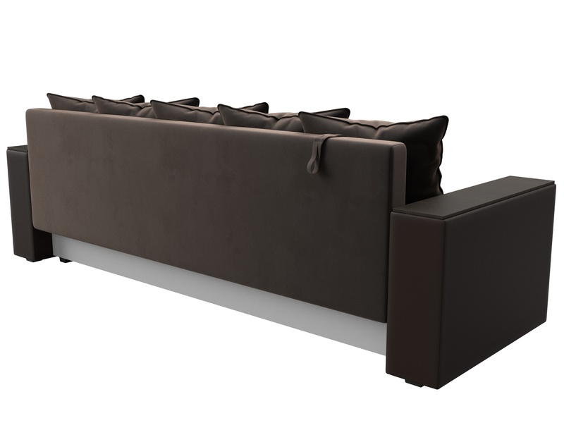 Диван прямой Дубай Лайт, Велюр;Экокожа, Коричневый;Коричневый
