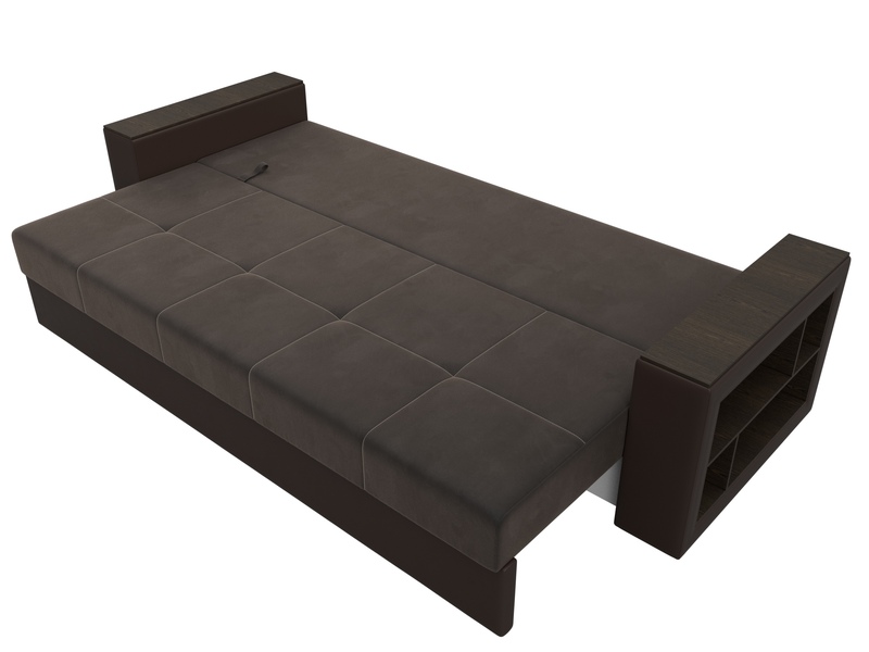 Диван прямой Дубай Лайт, Велюр;Экокожа, Коричневый;Коричневый