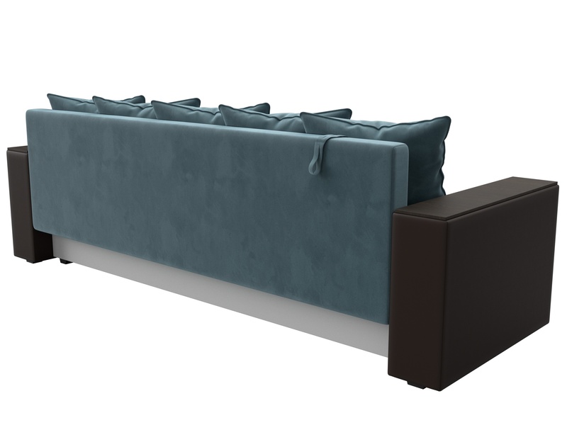 Диван прямой Дубай Лайт, Велюр;Экокожа, Бирюзовый;Коричневый