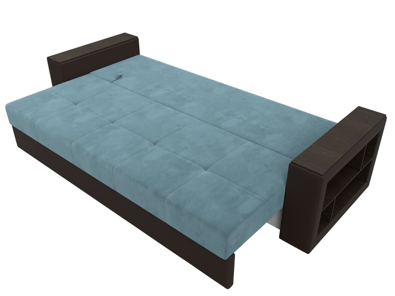 Диван прямой Дубай Лайт, Велюр;Экокожа, Бирюзовый;Коричневый