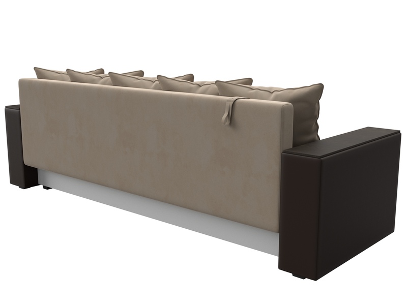 Диван прямой Дубай Лайт, Велюр;Экокожа, Бежевый;Коричневый
