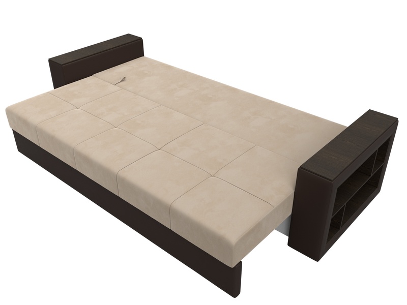 Диван прямой Дубай Лайт, Велюр;Экокожа, Бежевый;Коричневый