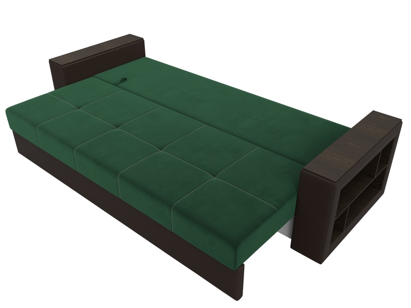 Диван прямой Дубай Лайт, Велюр;Экокожа, Зеленый;Коричневый