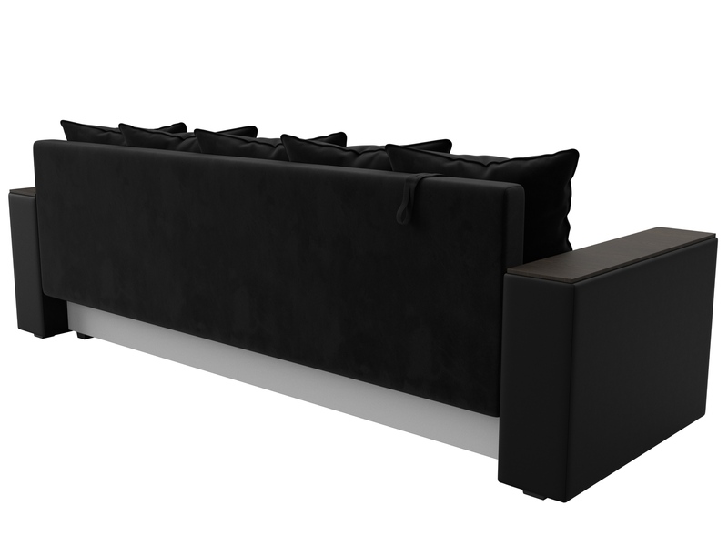 Диван прямой Дубай Лайт, Велюр;Экокожа, Черный;Черный