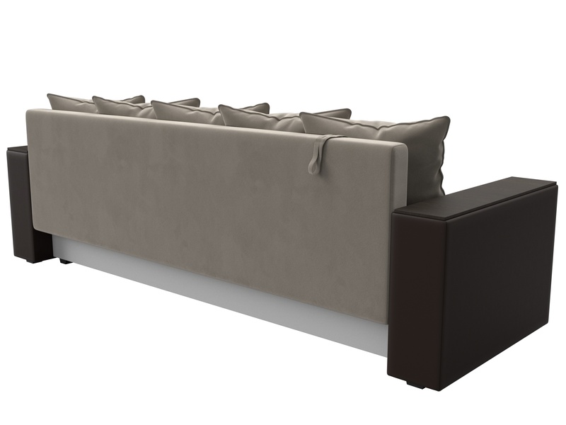 Диван прямой Дубай Лайт, Микровельвет;Экокожа, Бежевый;Коричневый