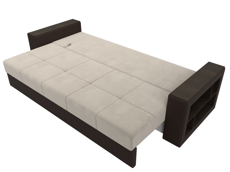 Диван прямой Дубай Лайт, Микровельвет;Экокожа, Бежевый;Коричневый