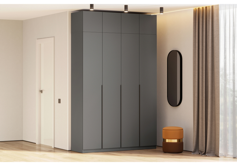 Шкаф, Даиго с антресолью графит серый текстурный комплектация 3