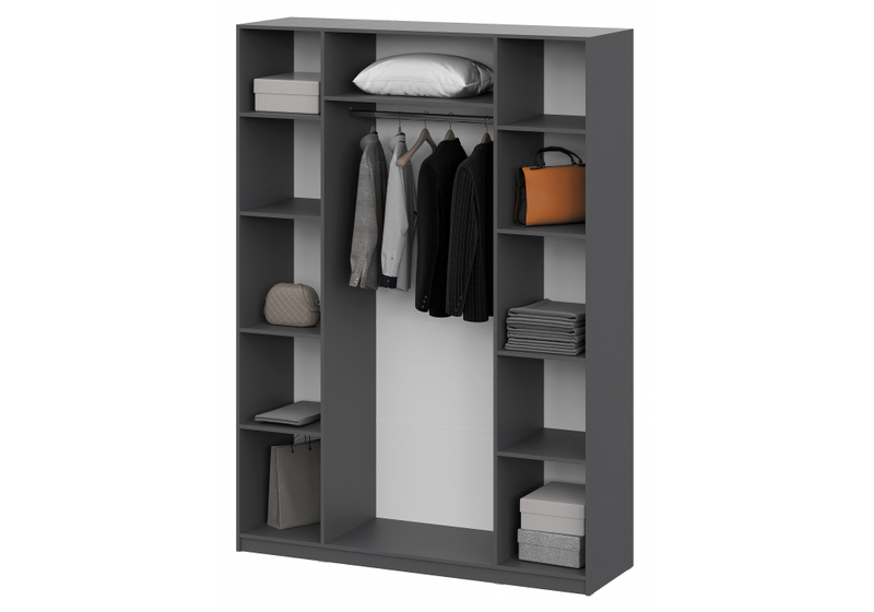 Шкаф, Даиго с антресолью графит серый текстурный комплектация 3