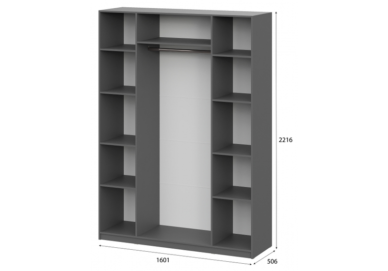 Шкаф, Даиго с антресолью графит серый текстурный комплектация 3
