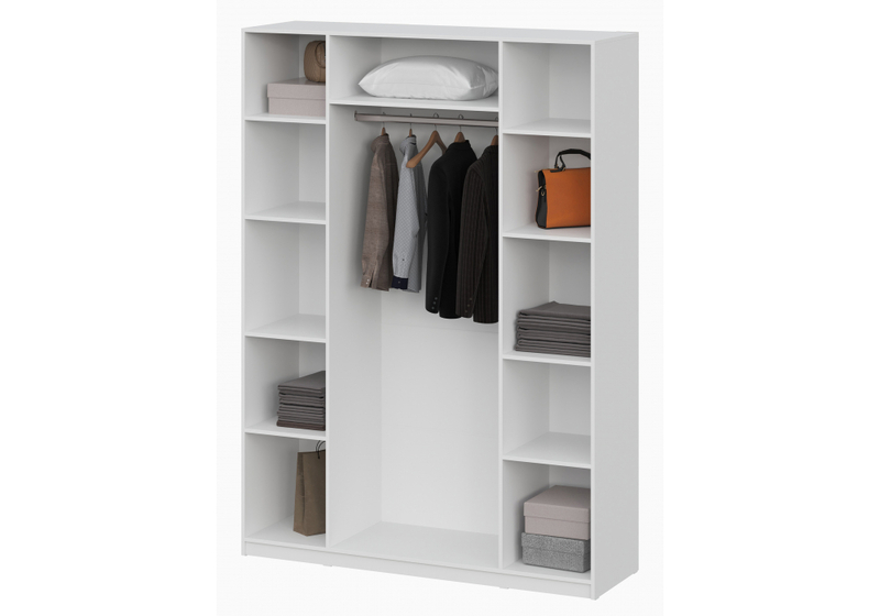 Шкаф, Даиго с антресолью белый текстурный комплектация 3