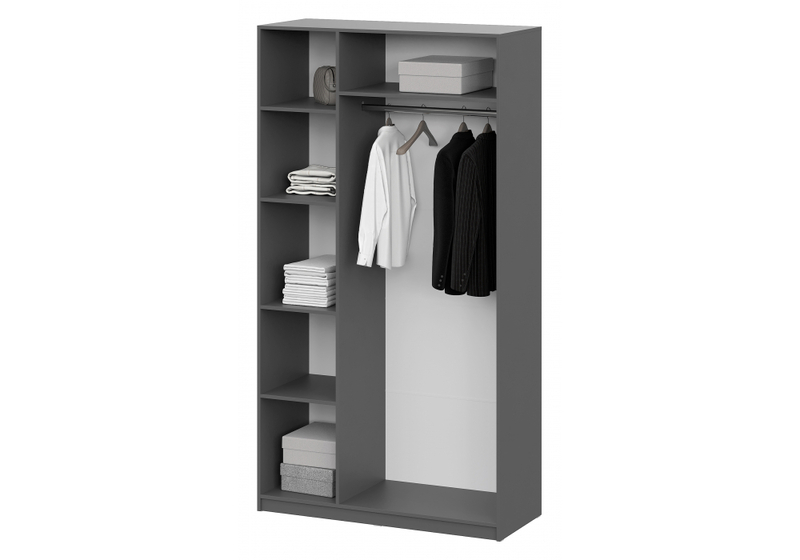 Шкаф, Даиго с антресолью графит серый текстурный комплектация 2
