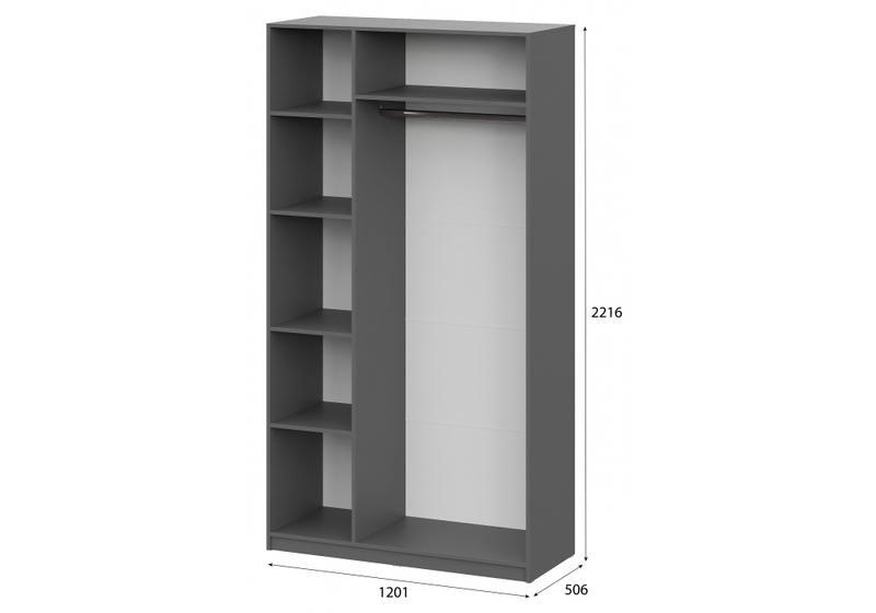 Шкаф, Даиго с антресолью графит серый текстурный комплектация 2
