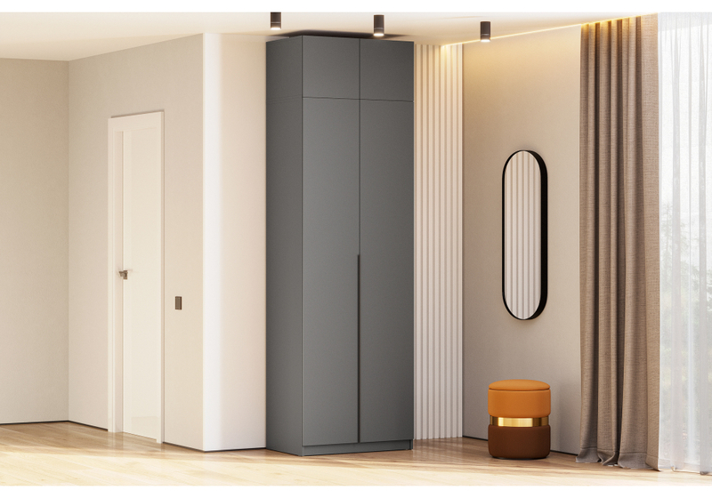 Шкаф, Даиго с антресолью графит серый комплектация 1