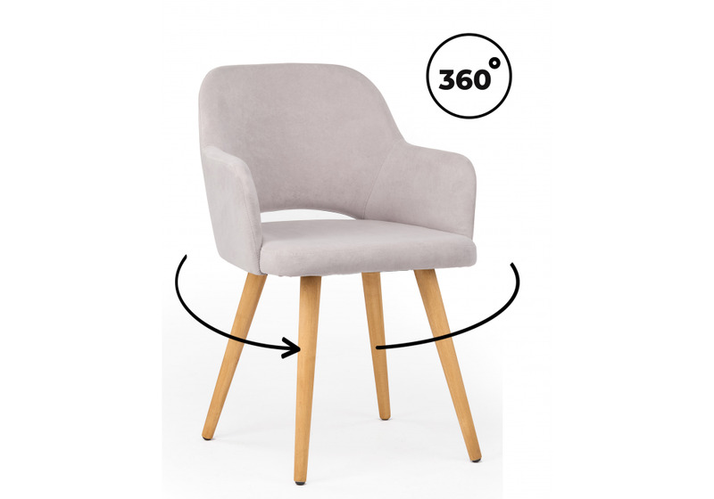 Стул деревянный, Эолин 360  светло-серый (glory 36) / светлое дерево