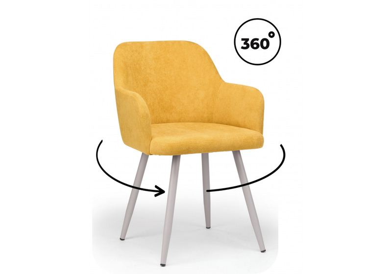 Стул на металлокаркасе, Инфини 360 горчичный (ocean 016) / серый
