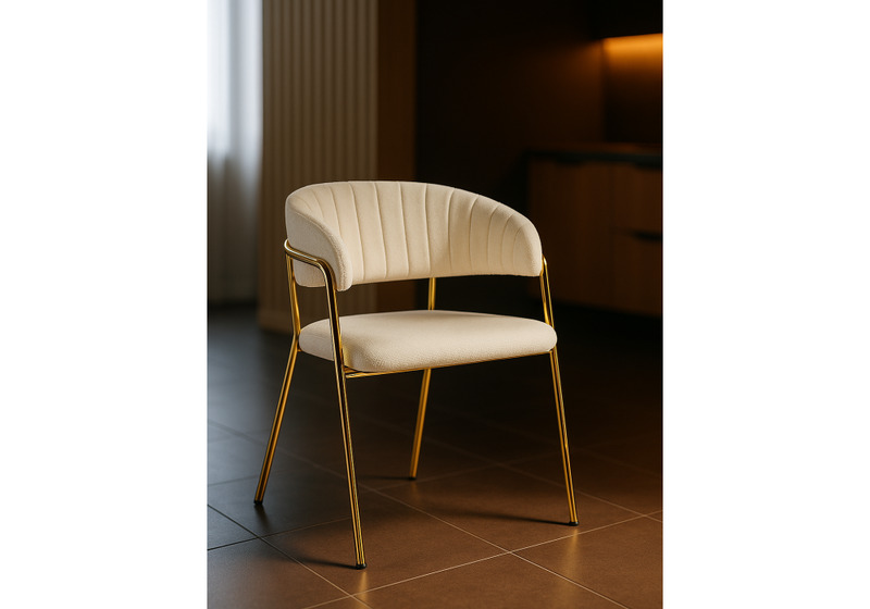 Стул на металлокаркасе, Kamelia белый / ткань золотые ножки