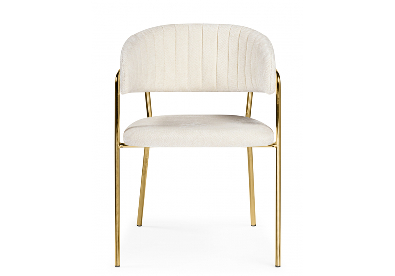 Стул на металлокаркасе, Kamelia белый / ткань золотые ножки