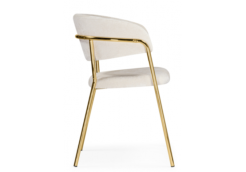 Стул на металлокаркасе, Kamelia белый / ткань золотые ножки