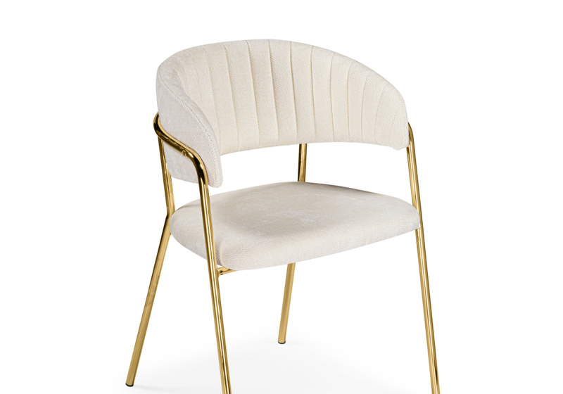 Стул на металлокаркасе, Kamelia белый / ткань золотые ножки