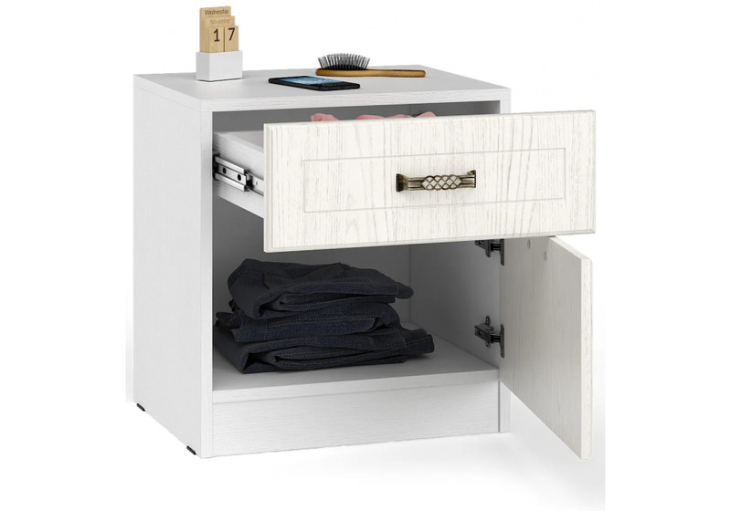 Тумба прикроватная, Ливерпуль 08.146 белый / ясень ваниль НМ-1012-100 пвх