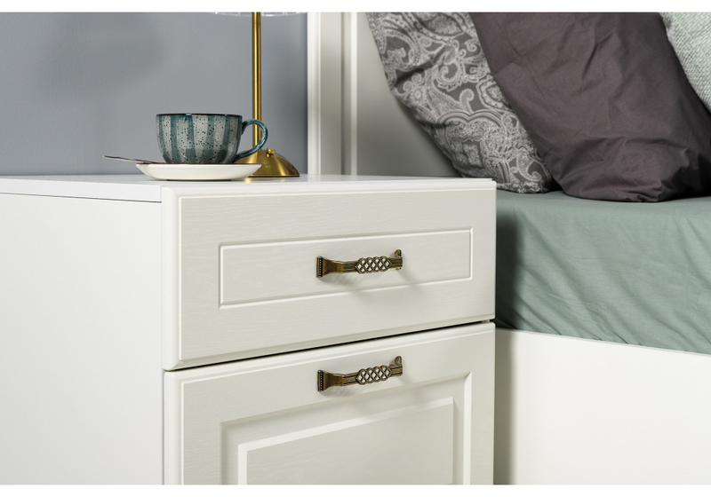 Тумба прикроватная, Ливерпуль 08.146 белый / ясень ваниль НМ-1012-100 пвх