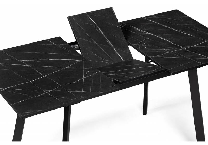 Стол деревянный, Агни 110(140)х68х76 файерстоун / черный матовый