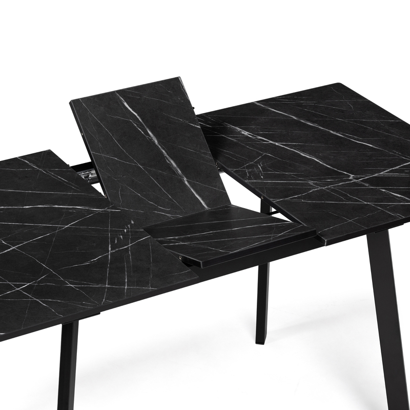 Стол деревянный, Агни 110(140)х68х76 файерстоун / черный матовый