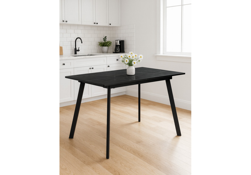 Стол деревянный, Агни 110(140)х68х76 файерстоун / черный матовый