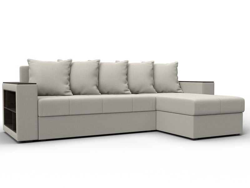 Диван угловой Дубай Лайт угол универсальный, Рогожка, Амур 02 бежевый