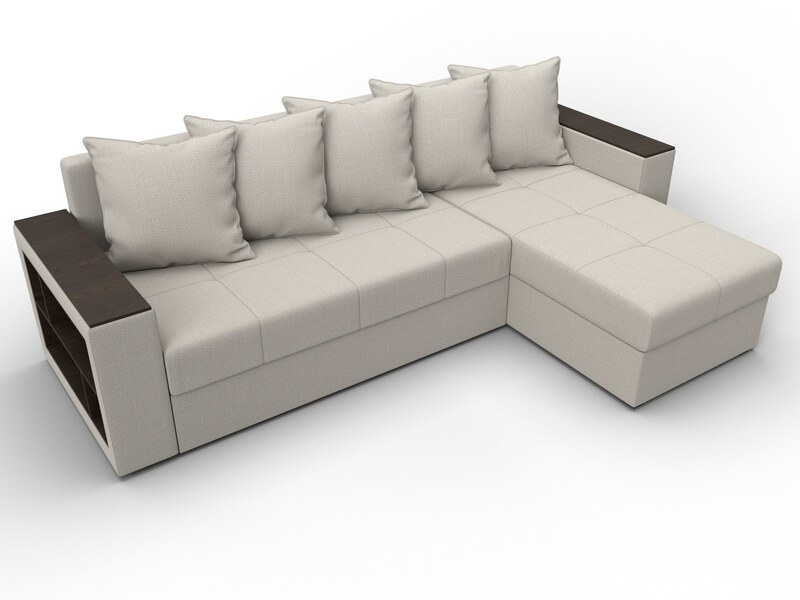 Диван угловой Дубай Лайт угол универсальный, Рогожка, Амур 02 бежевый